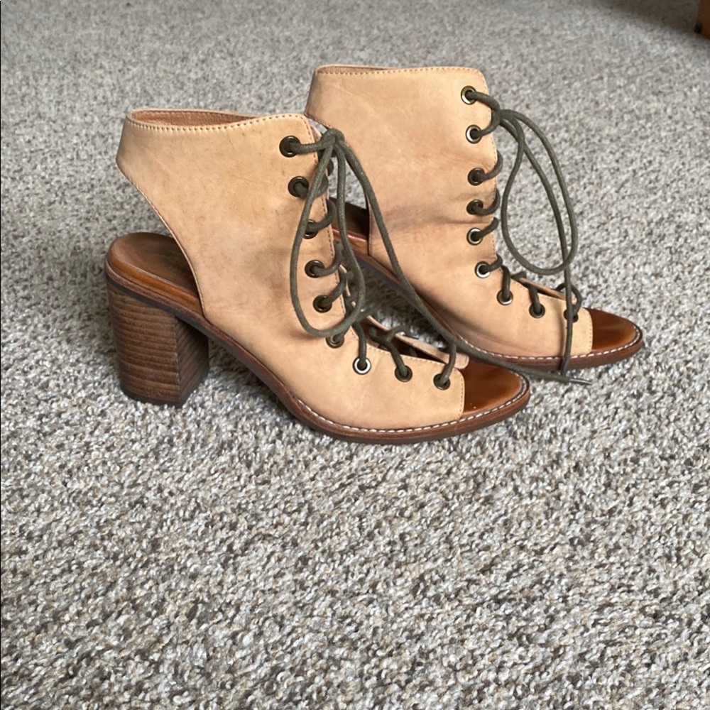 Jeffrey Campbell by Free People Tan Lace-Up Block Heel Sandals
